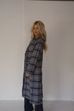 Navy Plaid Long Coat