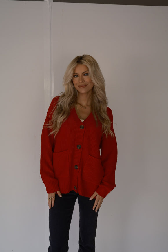 Sleigh Red Cardigan