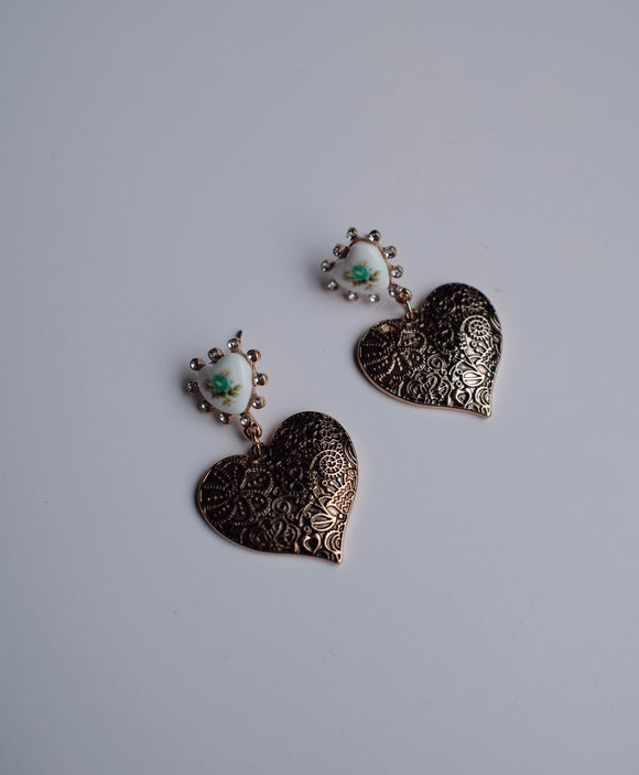 Vintage Heart Earrings